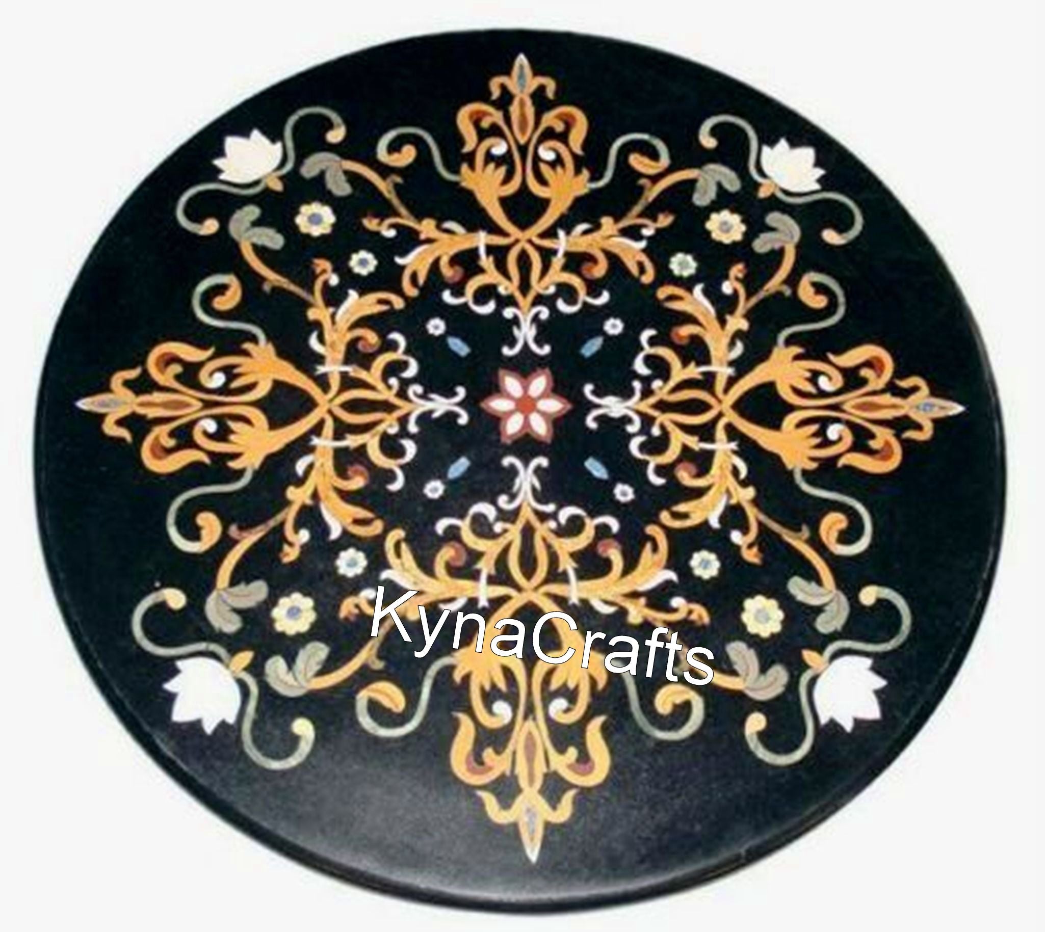 Round Table Top, Marble Inlay Table Top, Coffee Table Top