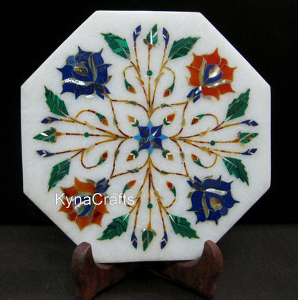 Gemstone Inlay Tea Pot Stand , Marble Inlay Kettle Stand 