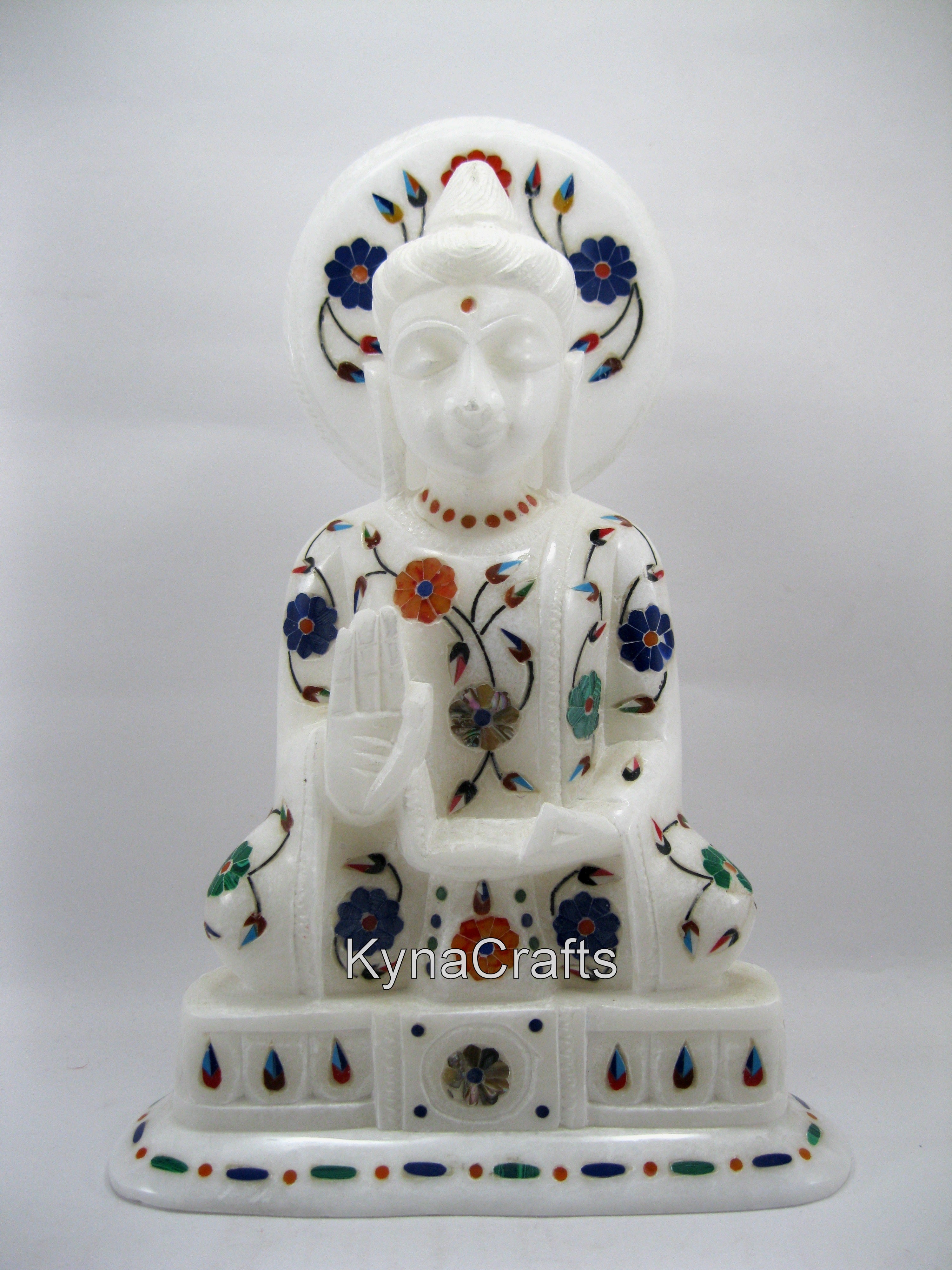 Hand Painted Buddha Statue , Marble Sitting Buddha Statue 