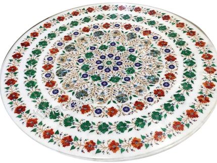 Floral Art Table Top, Round Table Top, White Table Top