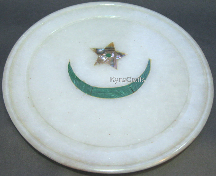 Malachite Inlay Plate , Marble Collectible Plate 