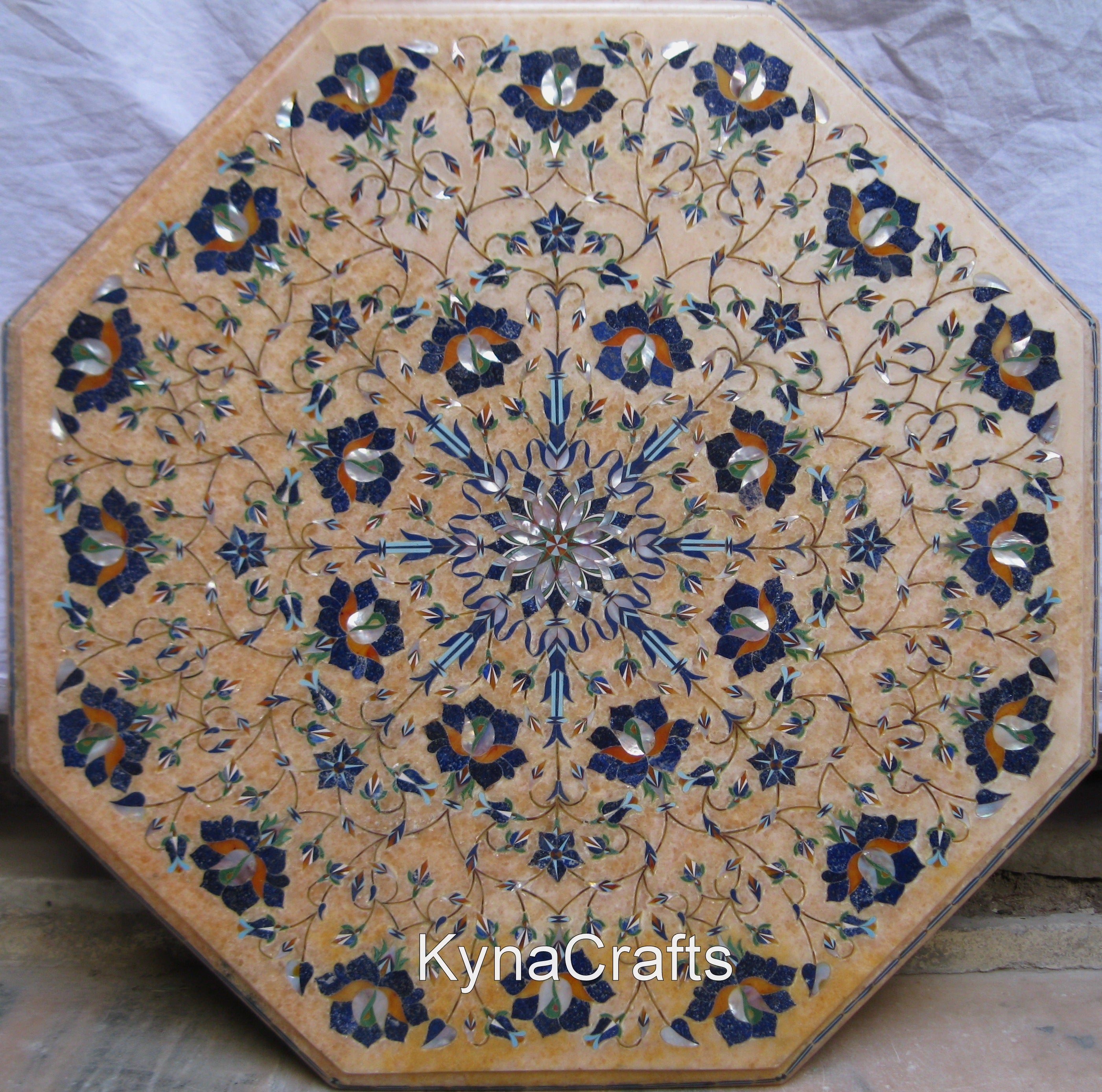 Octagon Table Top, Floral Art Table Top, Multicolor Table Top