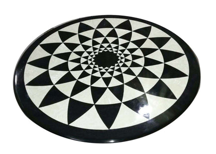 Round Table Top, Inlaid Table Top, Black Table Top