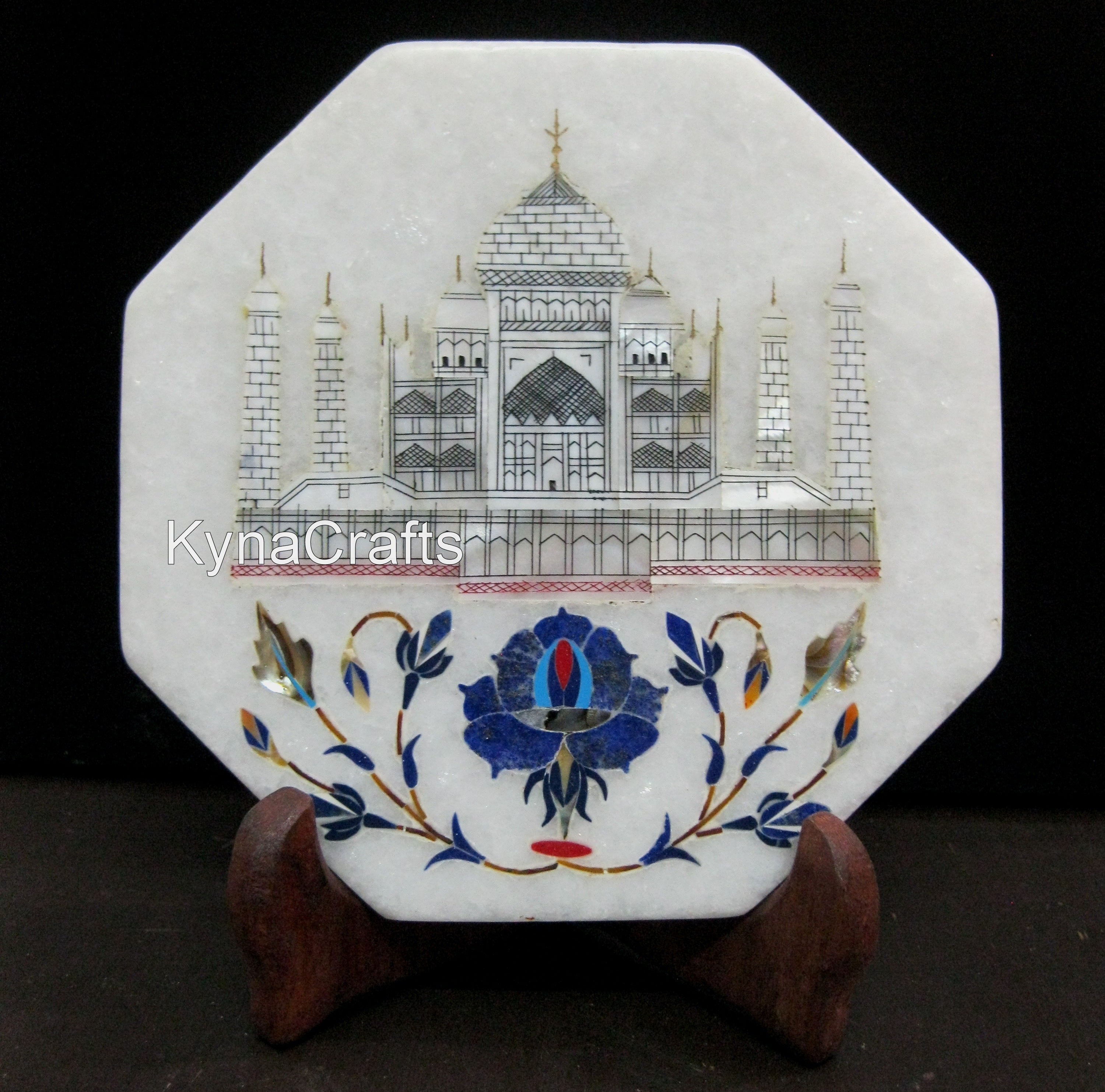 Lapis Lazuli Tea Pot Stand , Marble Decorative Plate 