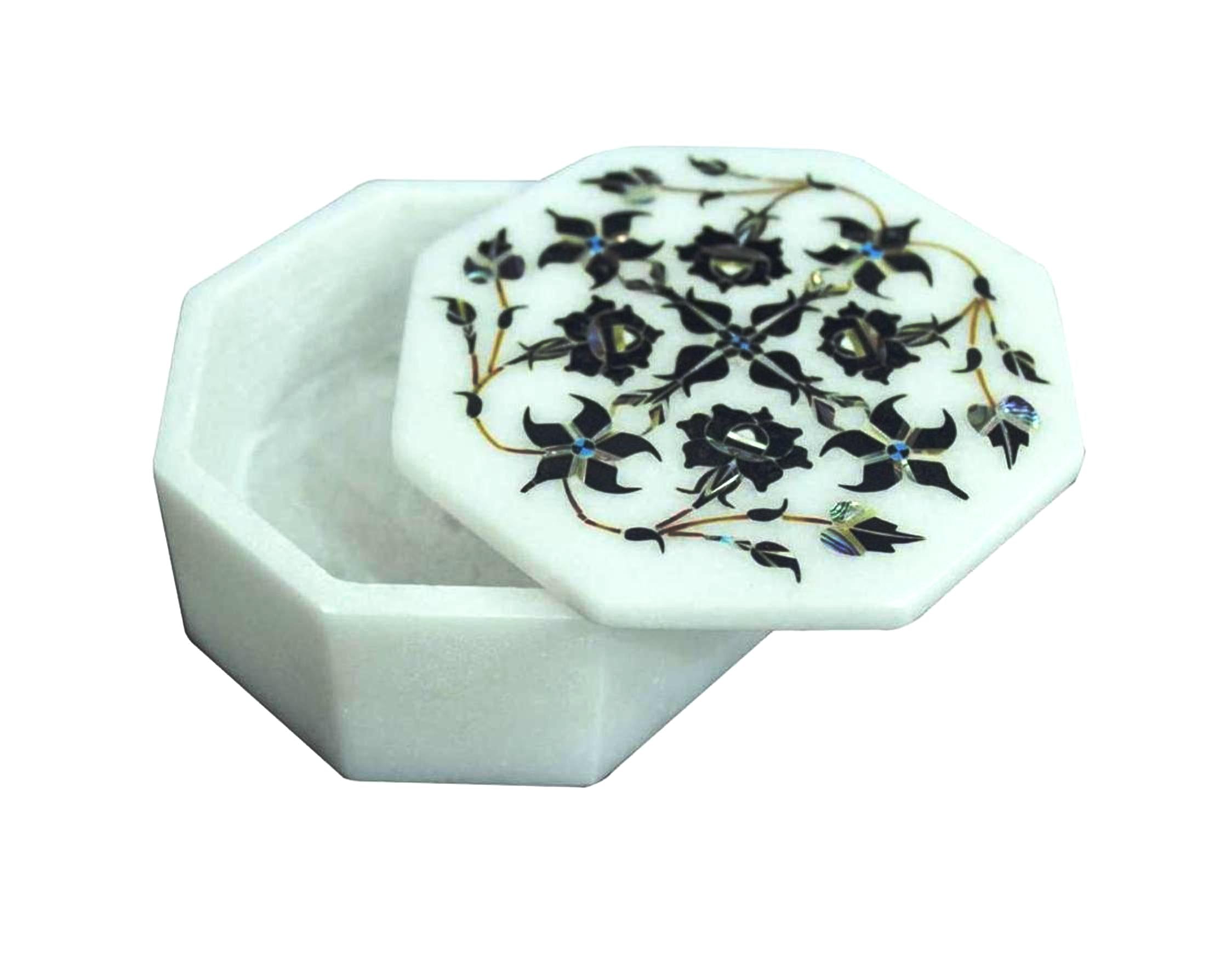 Gemstone Inlay Box , Marble Trinket Box 