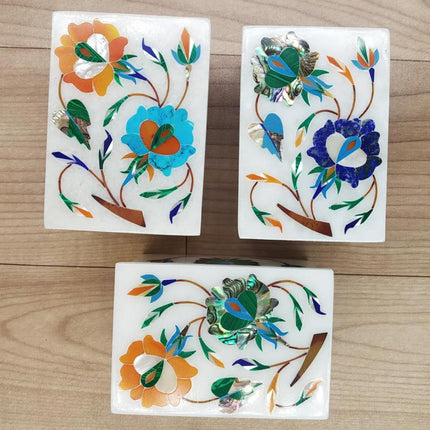 Gemstone Inlay Box , Marble Trinket Box 