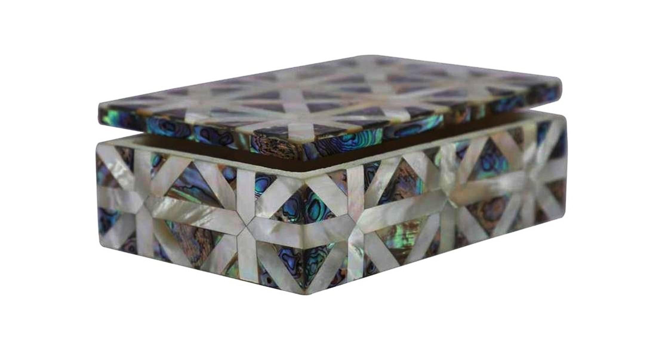 Abalone Shell Box , Marble Lidded Box 