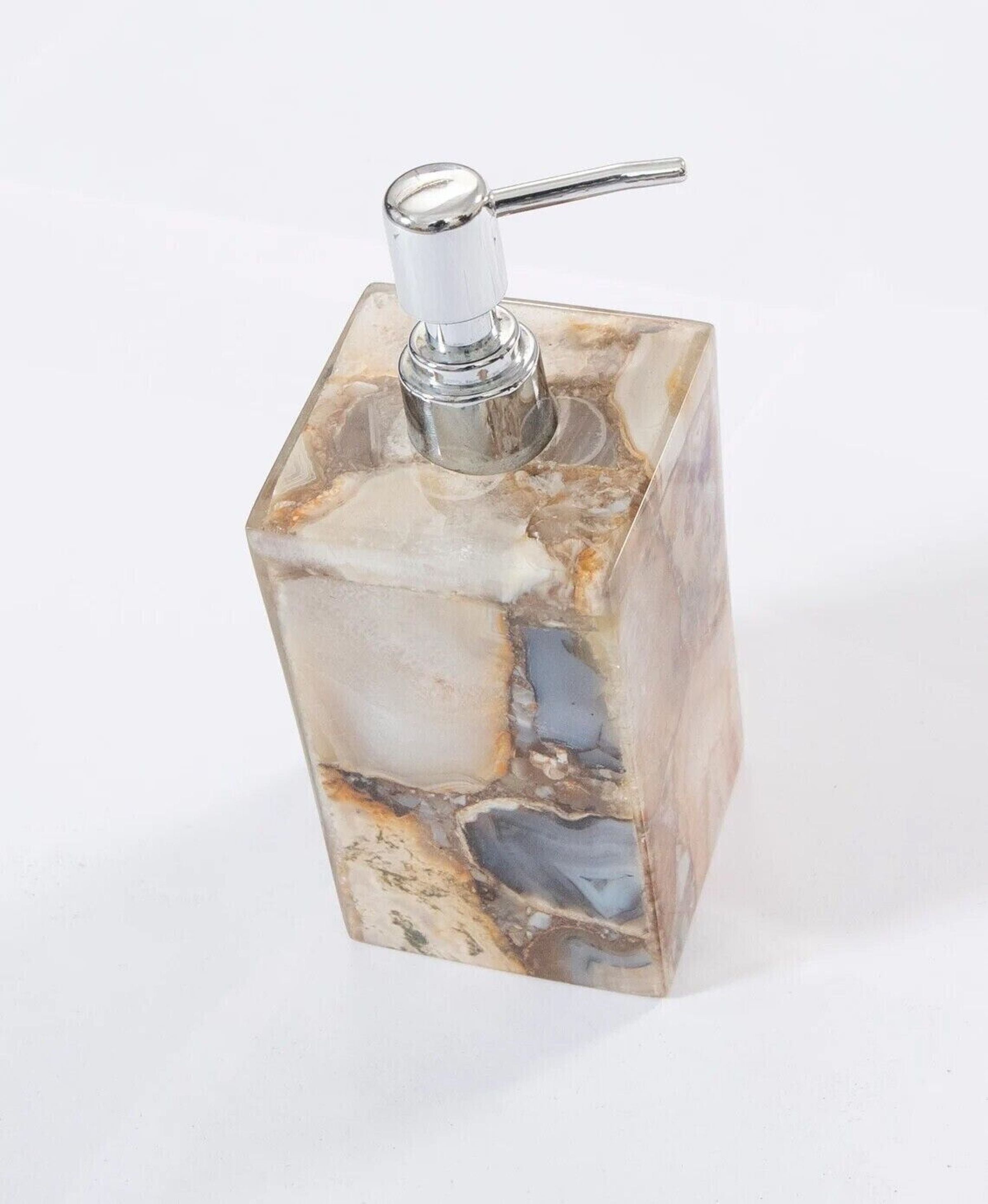 Natural Agate Liquid Soap Pump , Agate Washroom Decor Pump