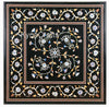 Floral Art Table Top, Black Table Top, Inlaid Table Top