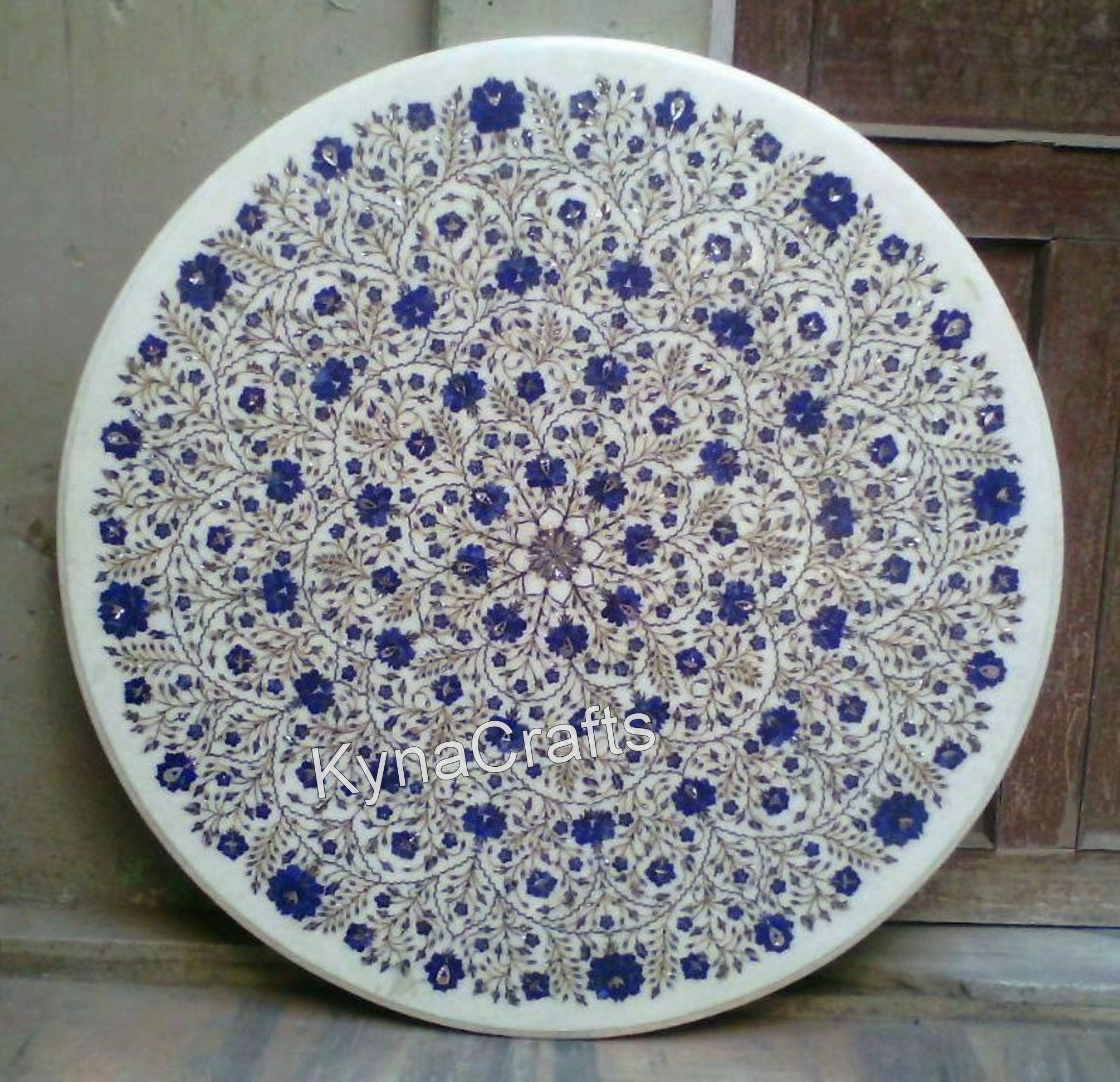 Lapis Lazuli Table Top, Round Table Top, White Table Top