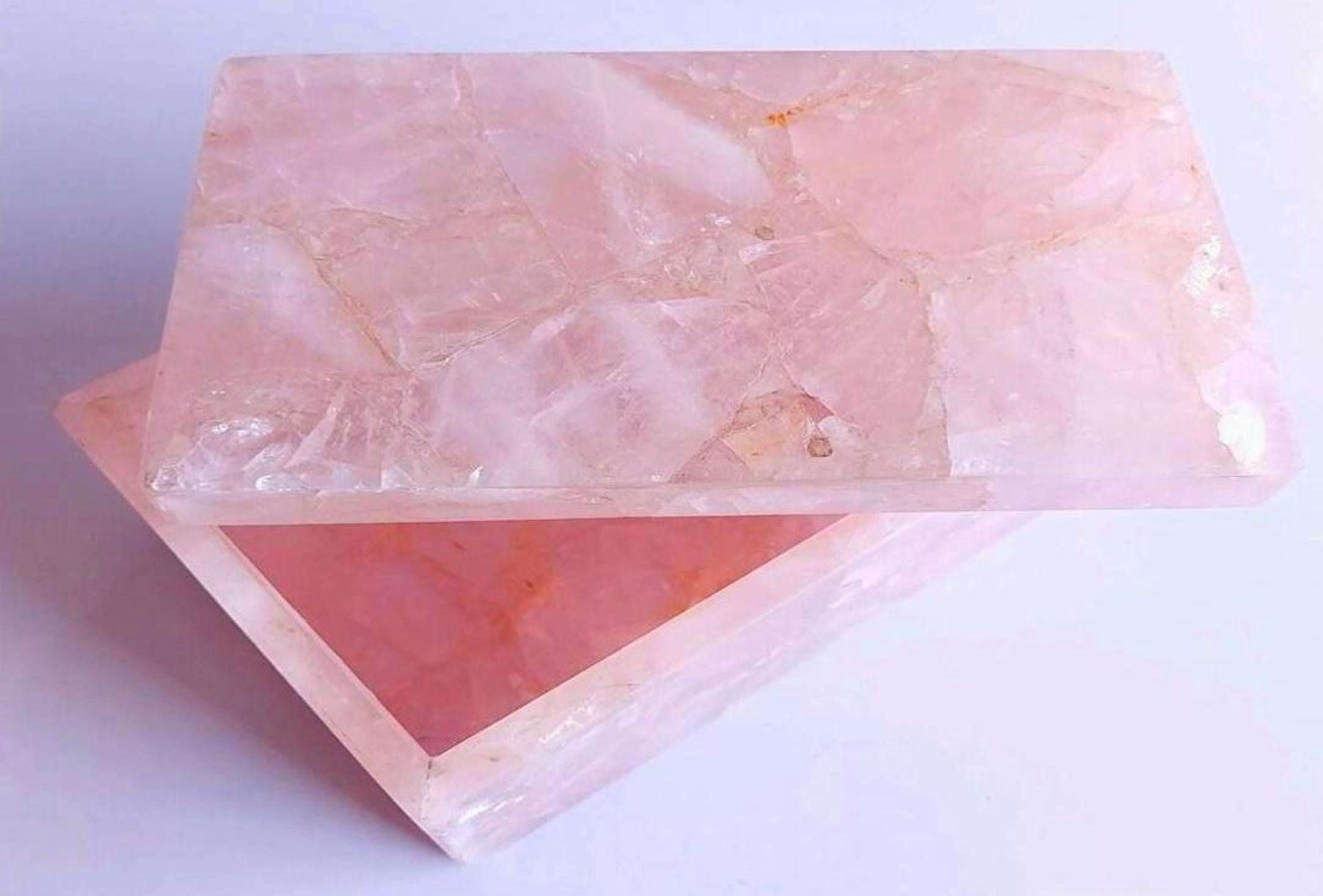 Rose Quartz Ring Box , Quartz Handmade Box 