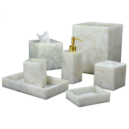 White Quartz Bath Set , Quartz Bathroom Decor Accessories 