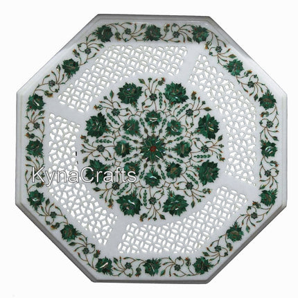 Octagon Table Top, White Table Top, Malachite Table Top