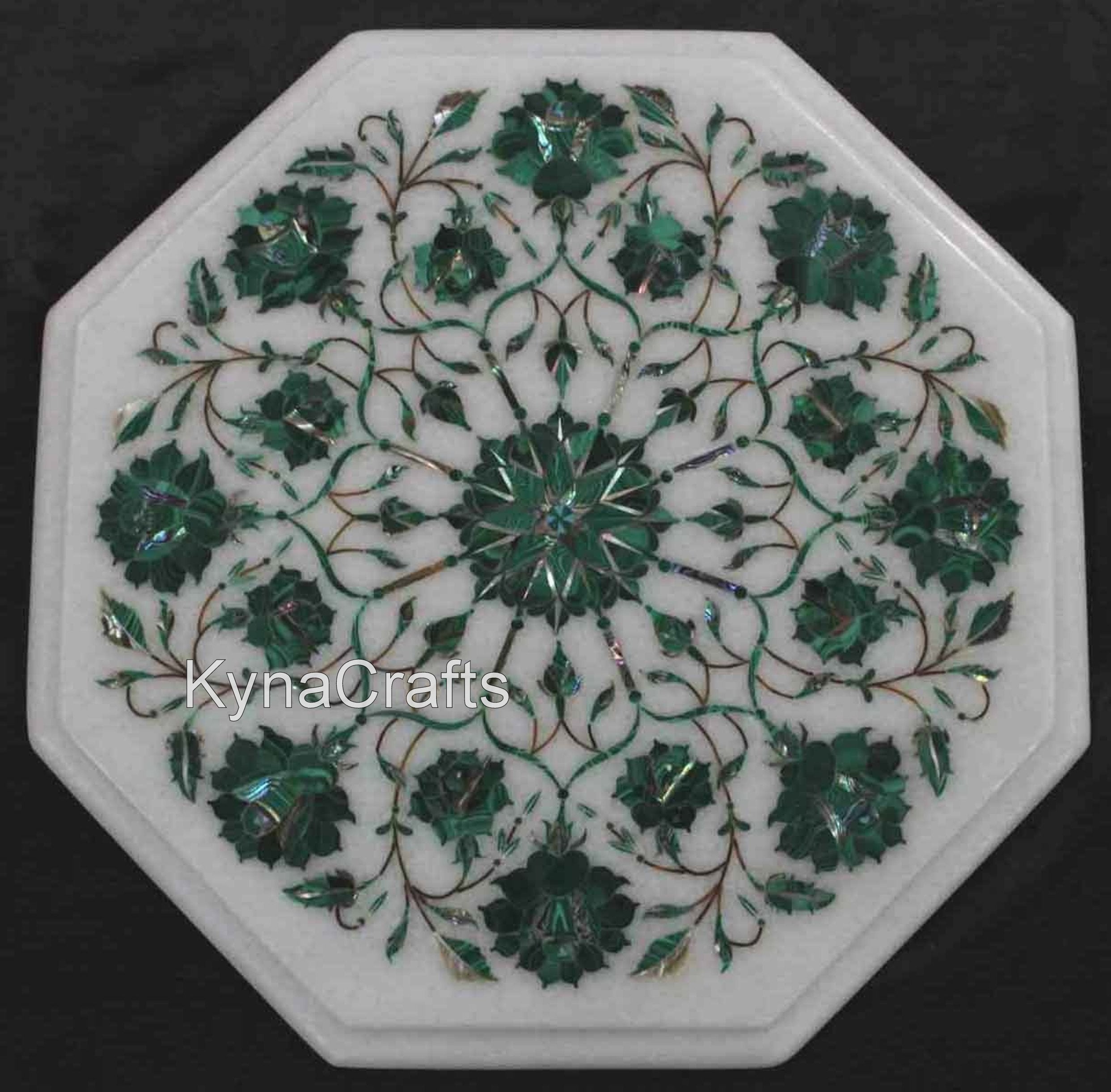 Malachite Table Top, White Table Top