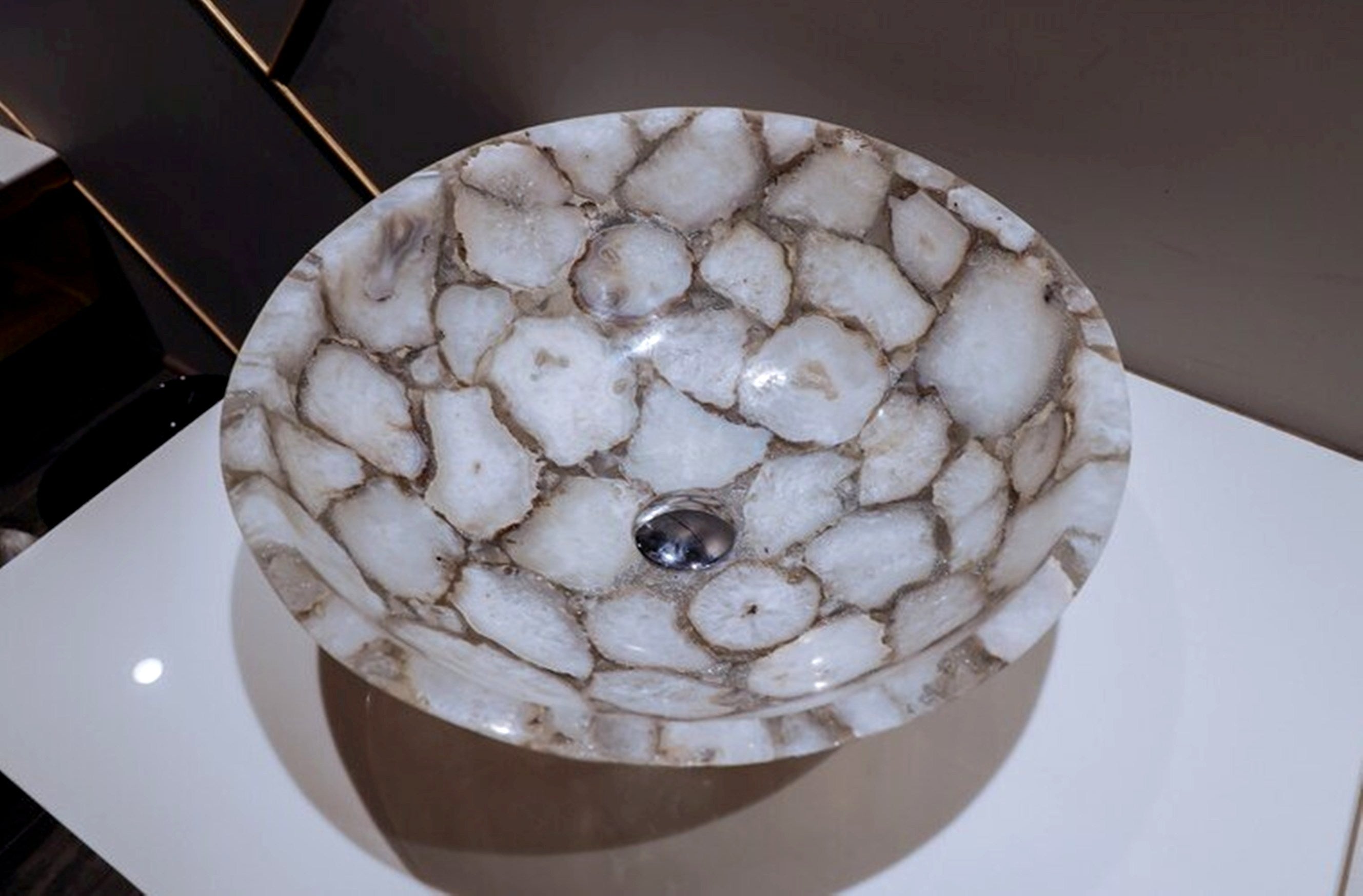 Handcrafted Basin , Natural Agate Vessel