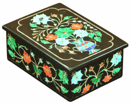 Black Marble Box , Marble Inlay Jewelry Box 