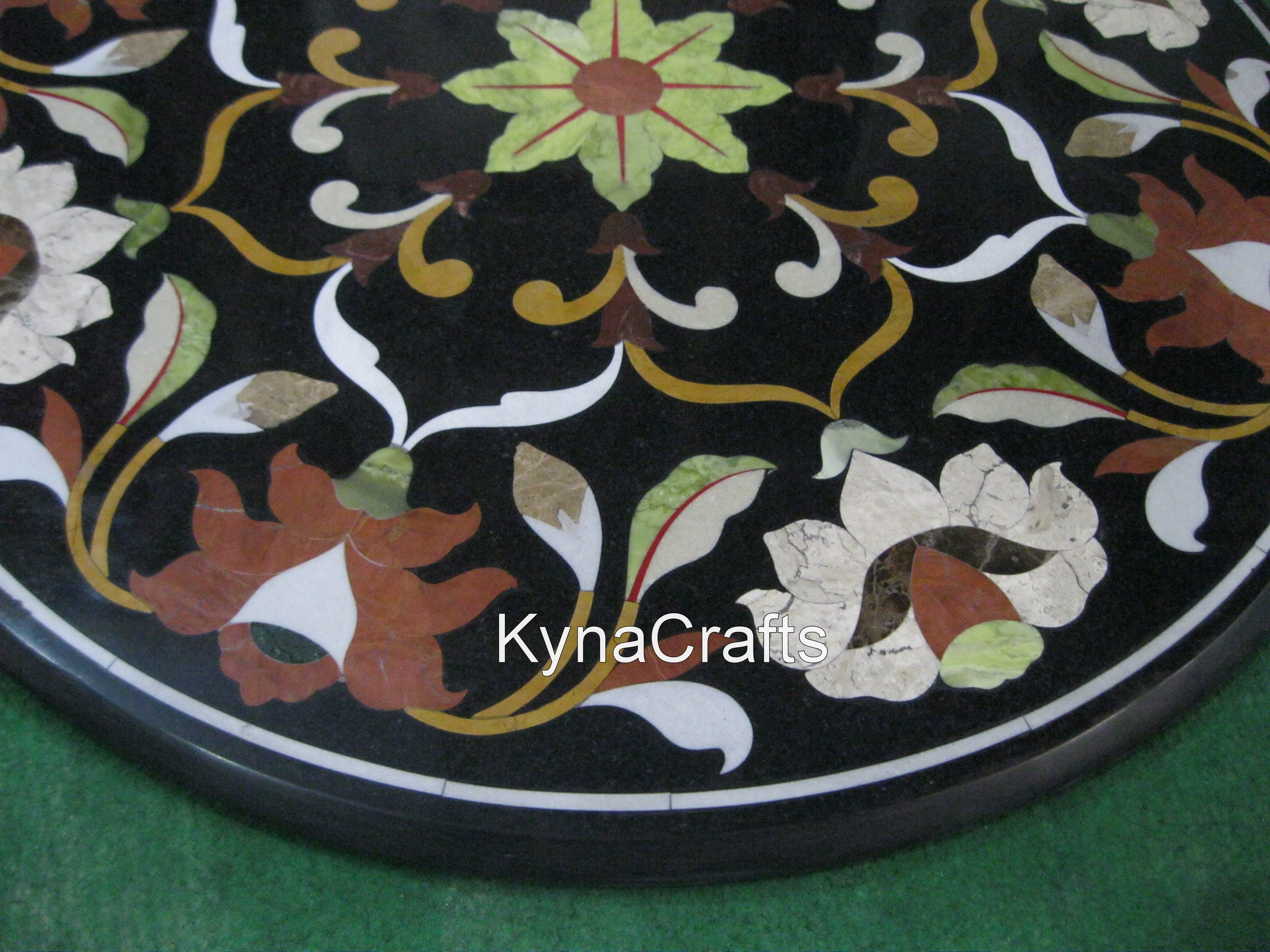 Black Marble Table Top, Inlay Tabe Top, Antique Table Top 