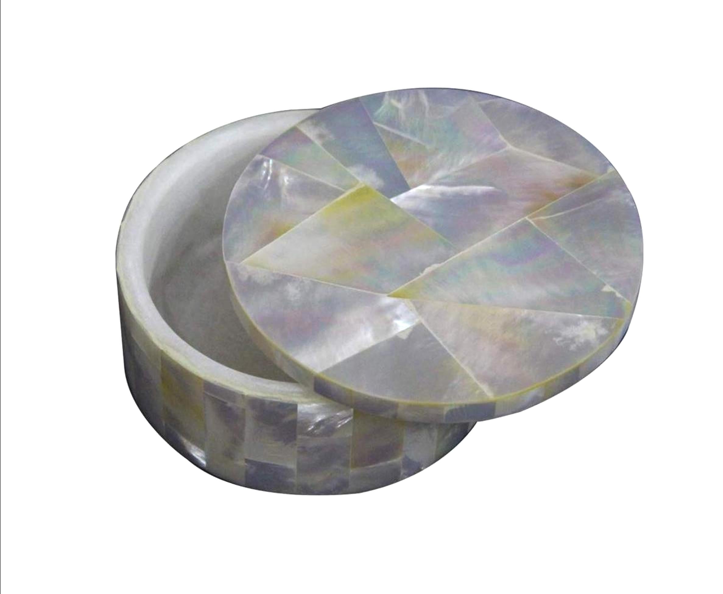 Mother of Pearl Trinket Box , White Ring Box 