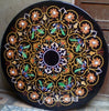 Peacock Design Table Top, Round Table Top, Black Table Top