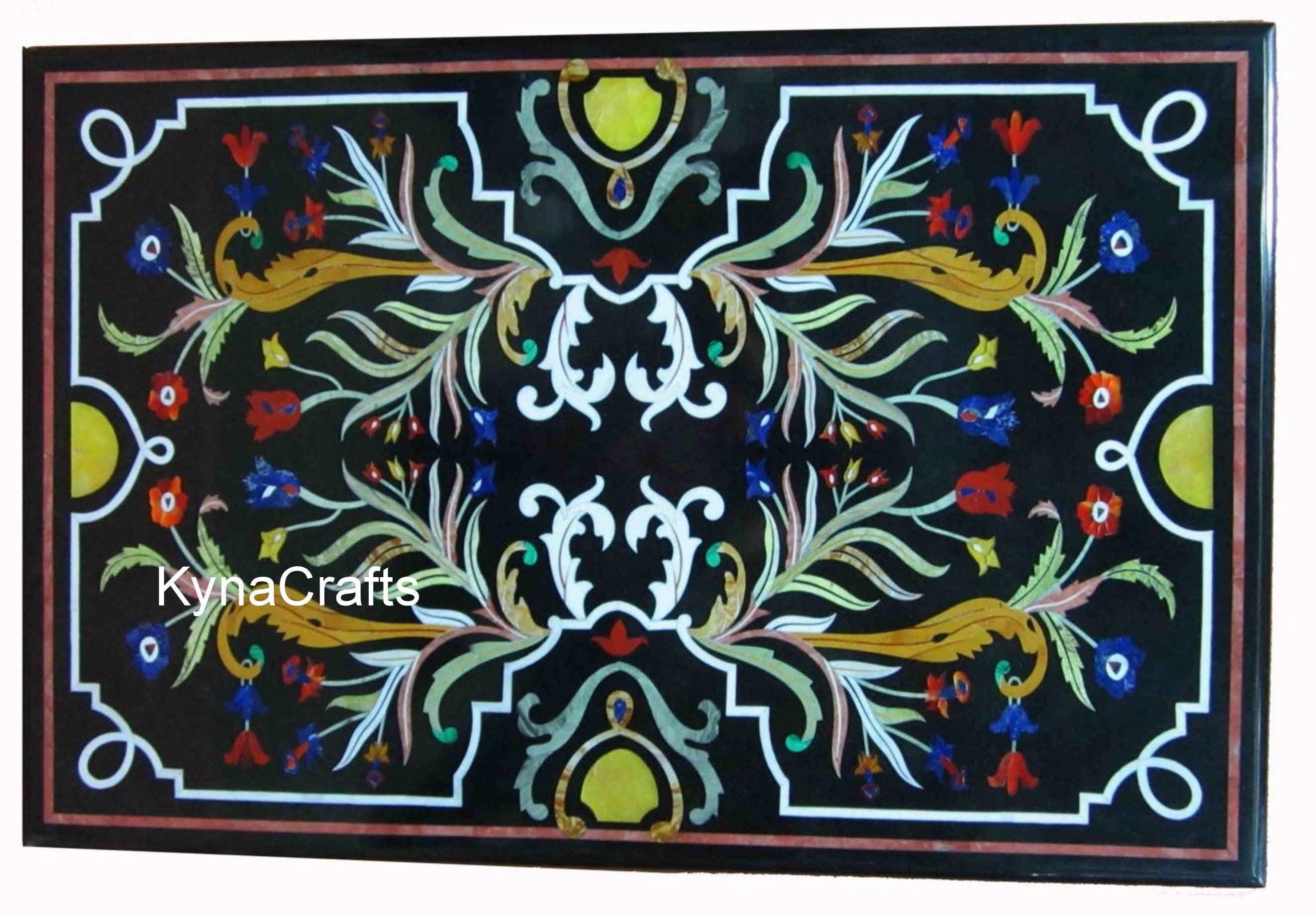 Pietra Dura Table Top, Dining Table Top, Black Table Top 