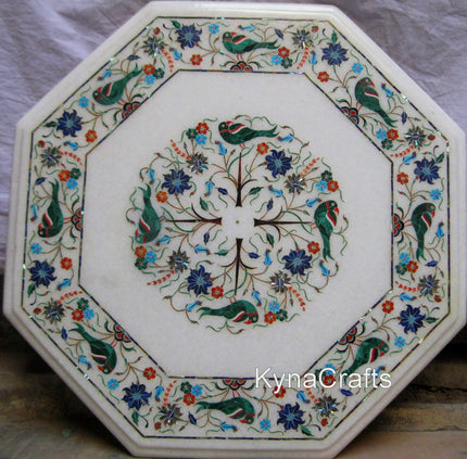 White Table Top, Octagon Table Top, Parrot Art Table Top