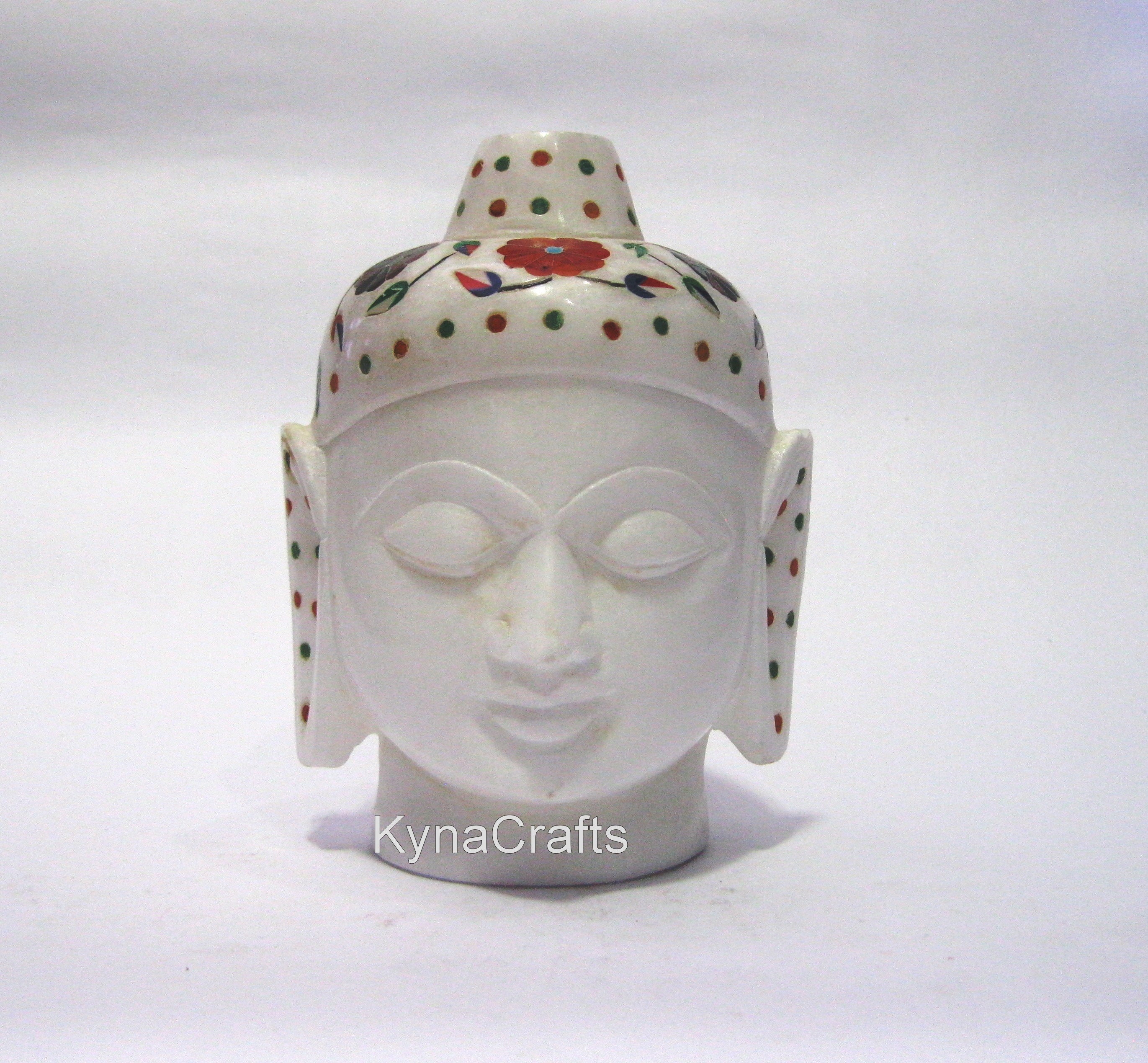 Marble Inlay Buddha Head Statue , Marble Inlay Statue 