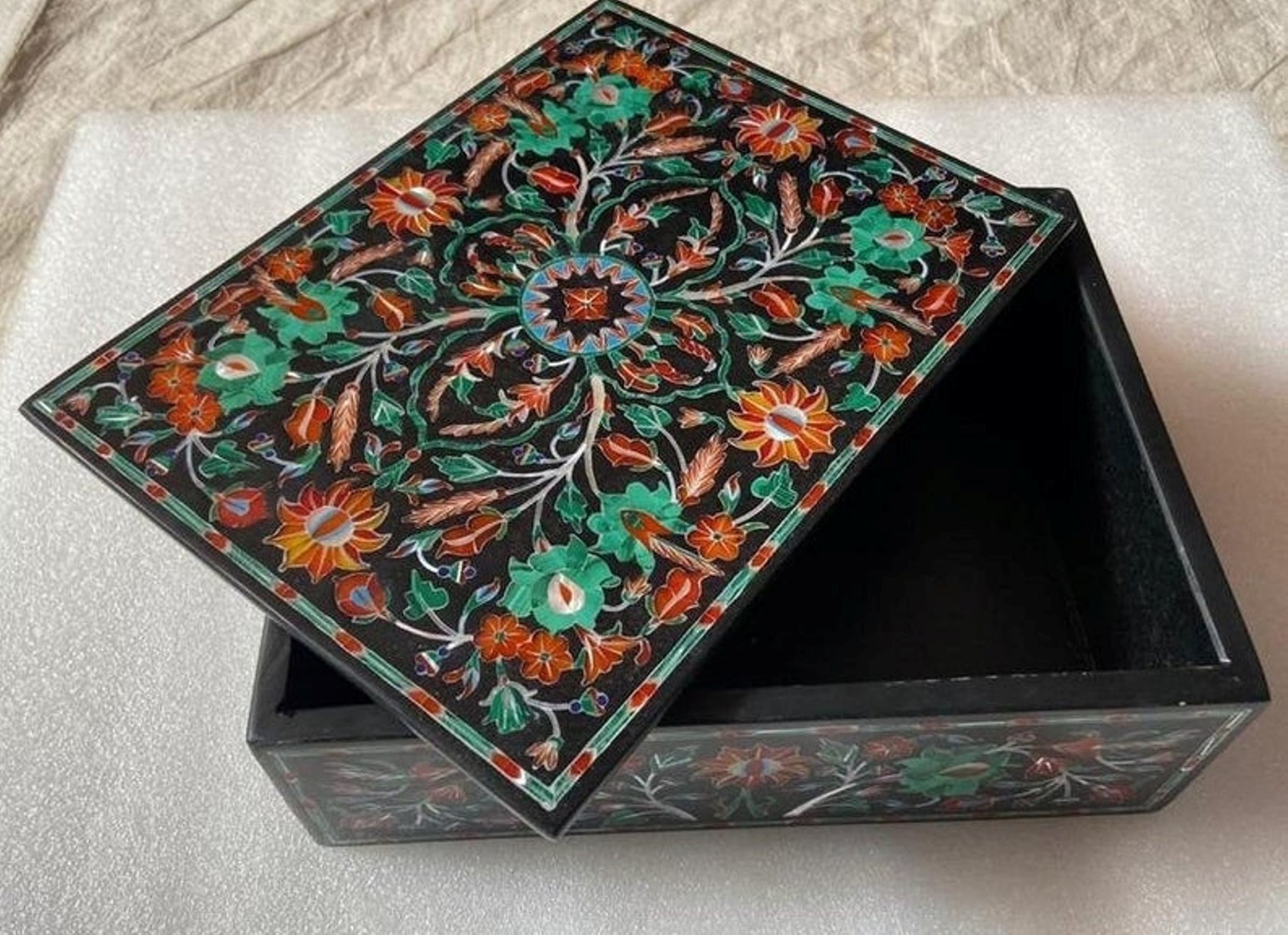 Black Marble Trinket Box , Marble Cosmetic Box 