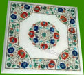 White Table Top, Square Table Top, Floral Art Table Top