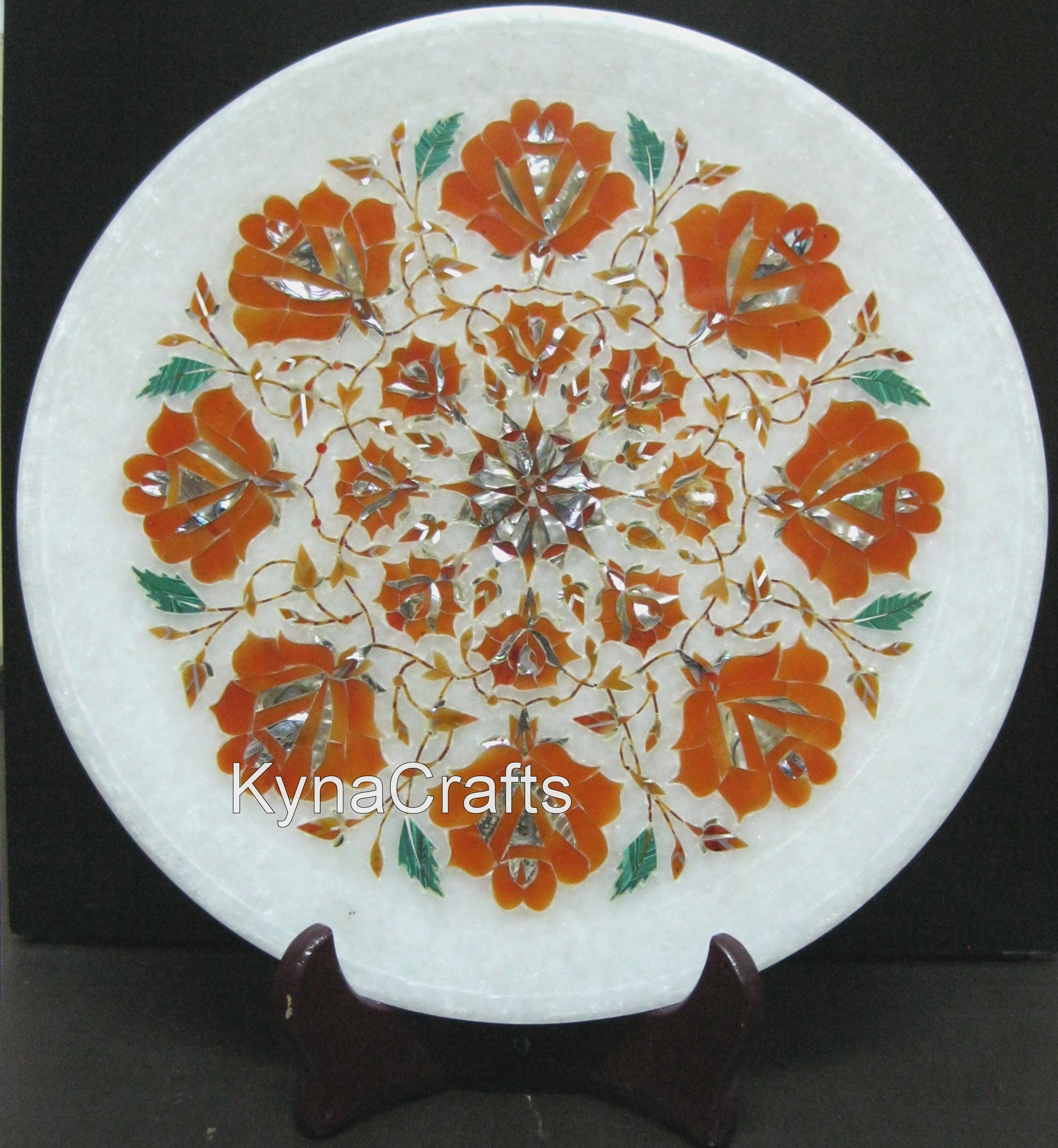 Carnelian Inlay Plate , Marble Inlaid Plate 