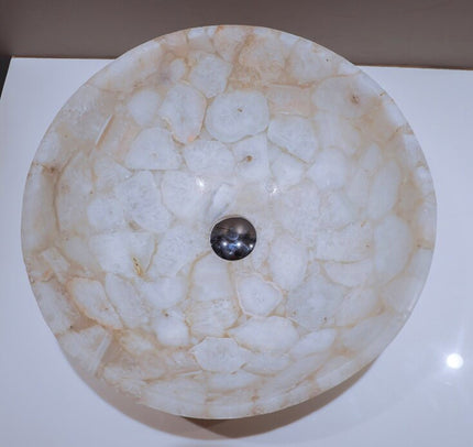 White Quartz Wash Basin , Quartz Vessel 