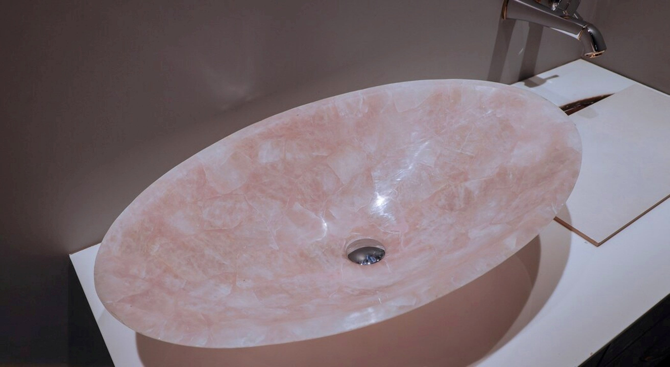 Rose Quartz Wash Basin , Quartz Sink 