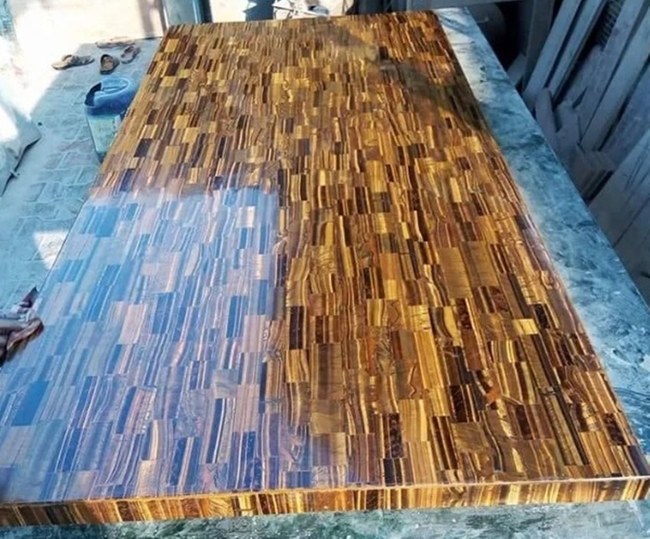 Tiger Eye Stone Table top, Cafeteria table Top