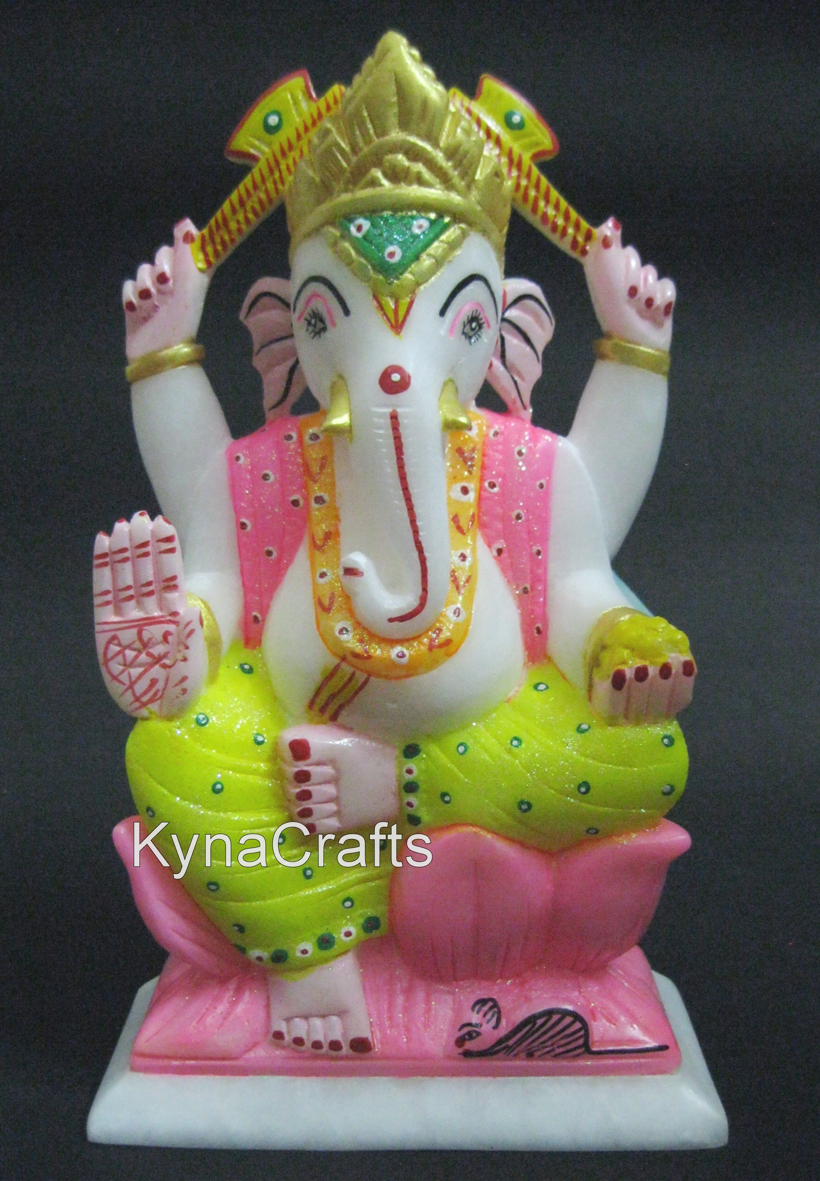 9 Inches Marble Ganesha Statue / God Lambodar Ji Statue / Big Gajanan Figurine for Temple Decor / Gift-able Ganpati Sculpture for Anniversary / Home Decor Gift / Marble Ganpati Bappa Ji Statue