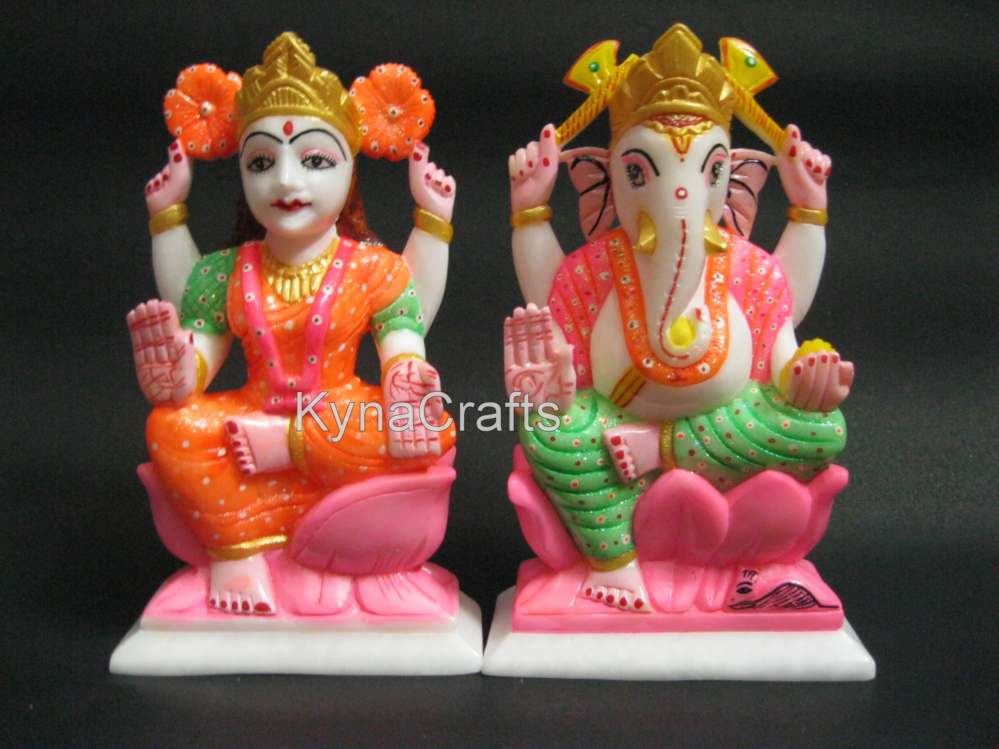 Maa Laxmi JI and Ganesh Ji Statue / 9 Inches Intricate Work Sculpture / Housewarming Gift / Home Temple Decor Laxmi and Ganesh Statue