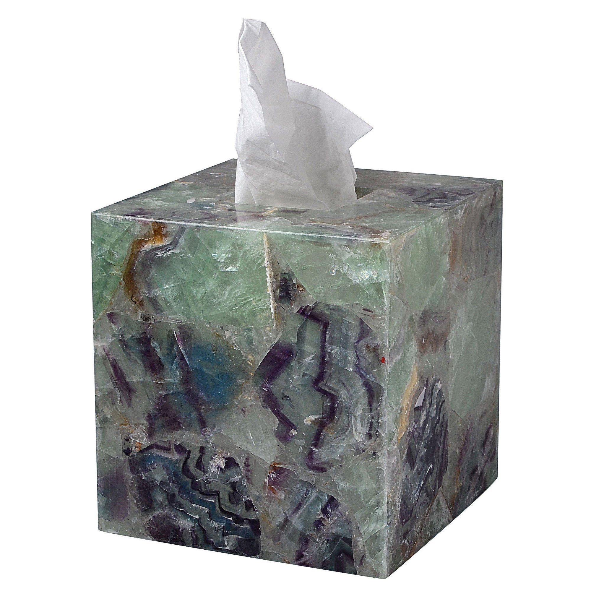 Green Fluorite Cotton Ball Holder , Green Fluorite Vanity Room Decor 