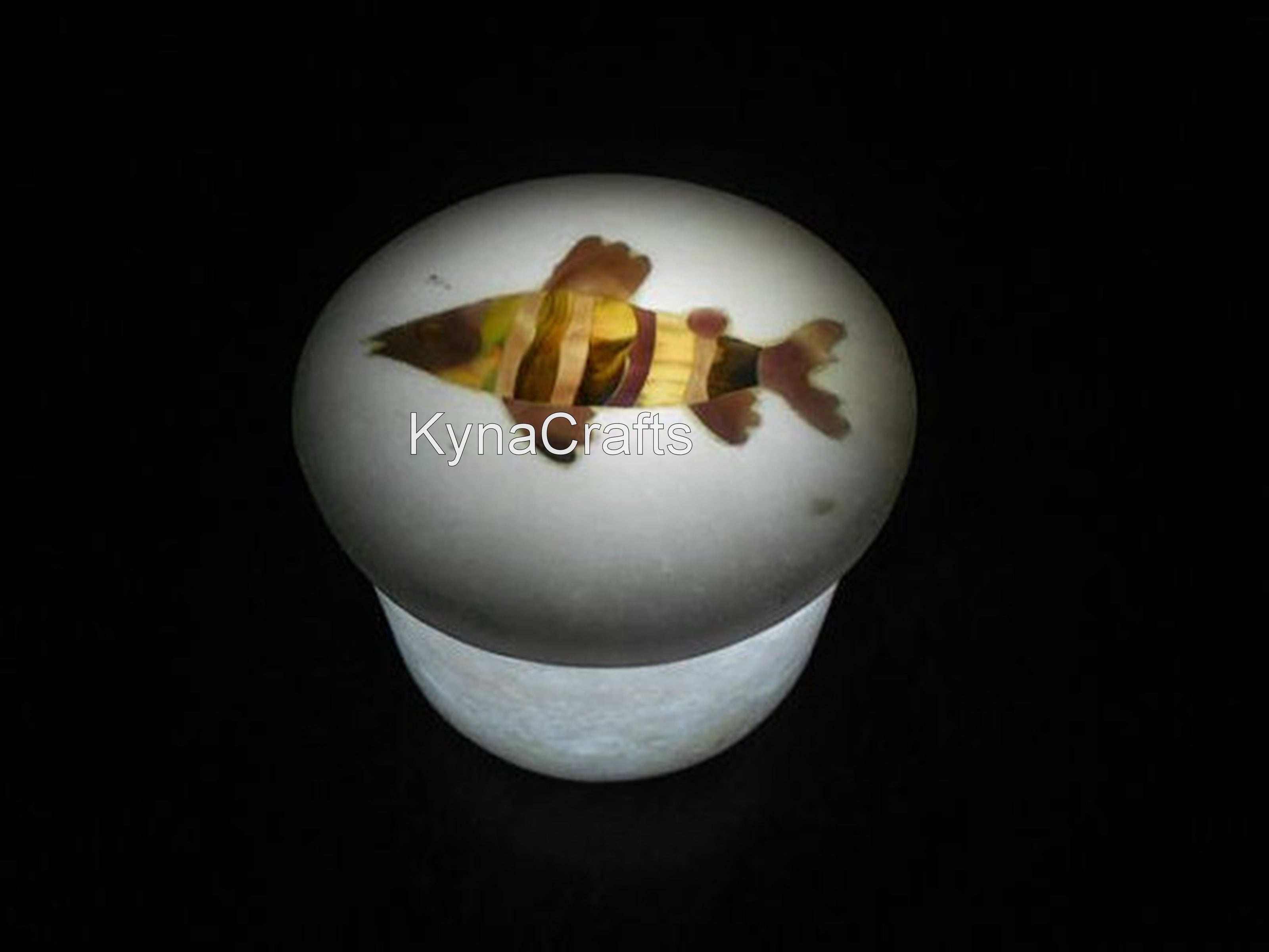 Round Marble Box, Fish Design Box  