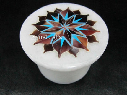 Multicolor Stone Box, Round Marble Box