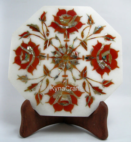 Octagon Decorative Plate , Marble Home Decor Plate 