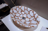 Quartz Table Mounted Wash Basin , White Quartz Handmade Sink 