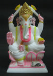 Lord Ganesha Ji Statue / Decorative God of Wisdom Sculpture / 11 Inches Office Ganesha Idol / Mabrle Ganpati Statue for Temple / Big Gajanan Figurine