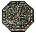 Black Table Top, Octagon Table Top, Floral Art Table Top