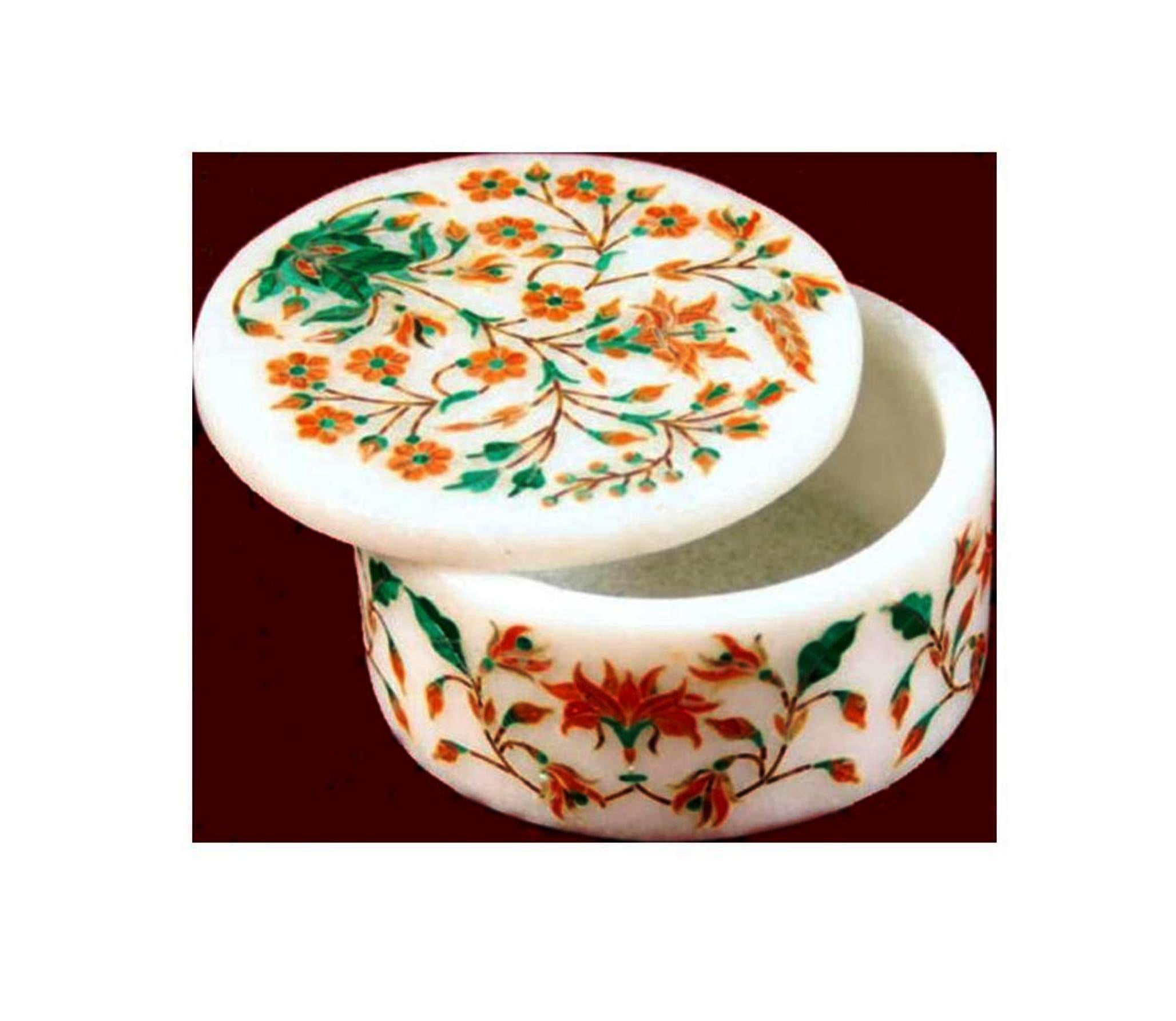 White Marble Box , Floral design Box 