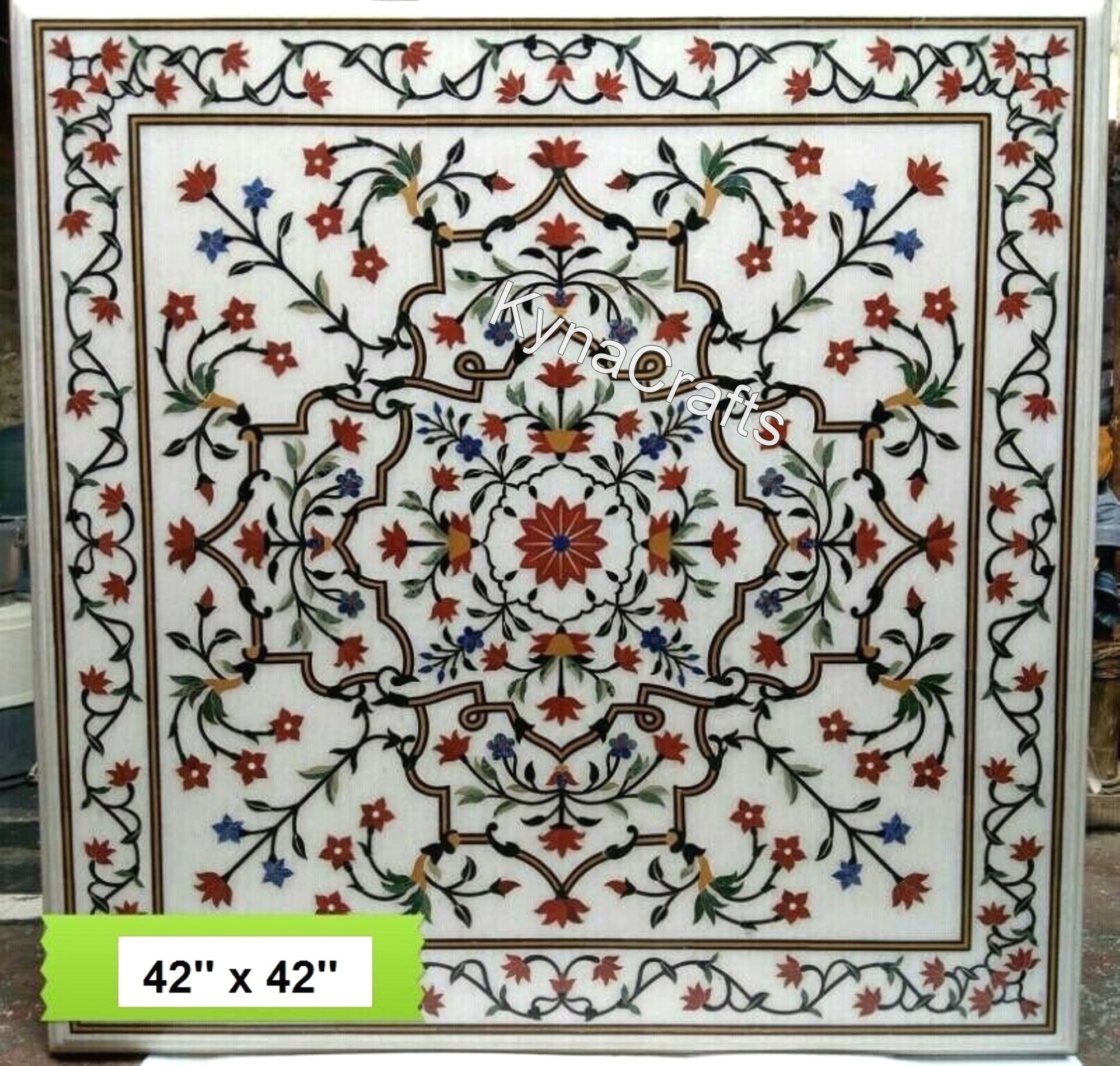 White Table Top, Inlaid Table Top, Pietra Dura Table Top