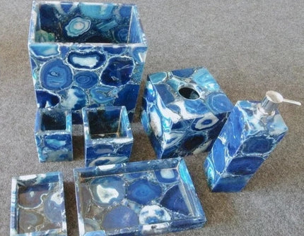 Blue Agate Bath Set , Agate Housewarming Gift 