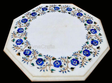 Lapis Lazuli Stone Inlay Work Reception Side Table for Office and Hotel Octgaon Marble Coffee Table Top