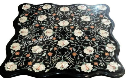 MOP Table Top, Floral Art Table Top, Black Table Top