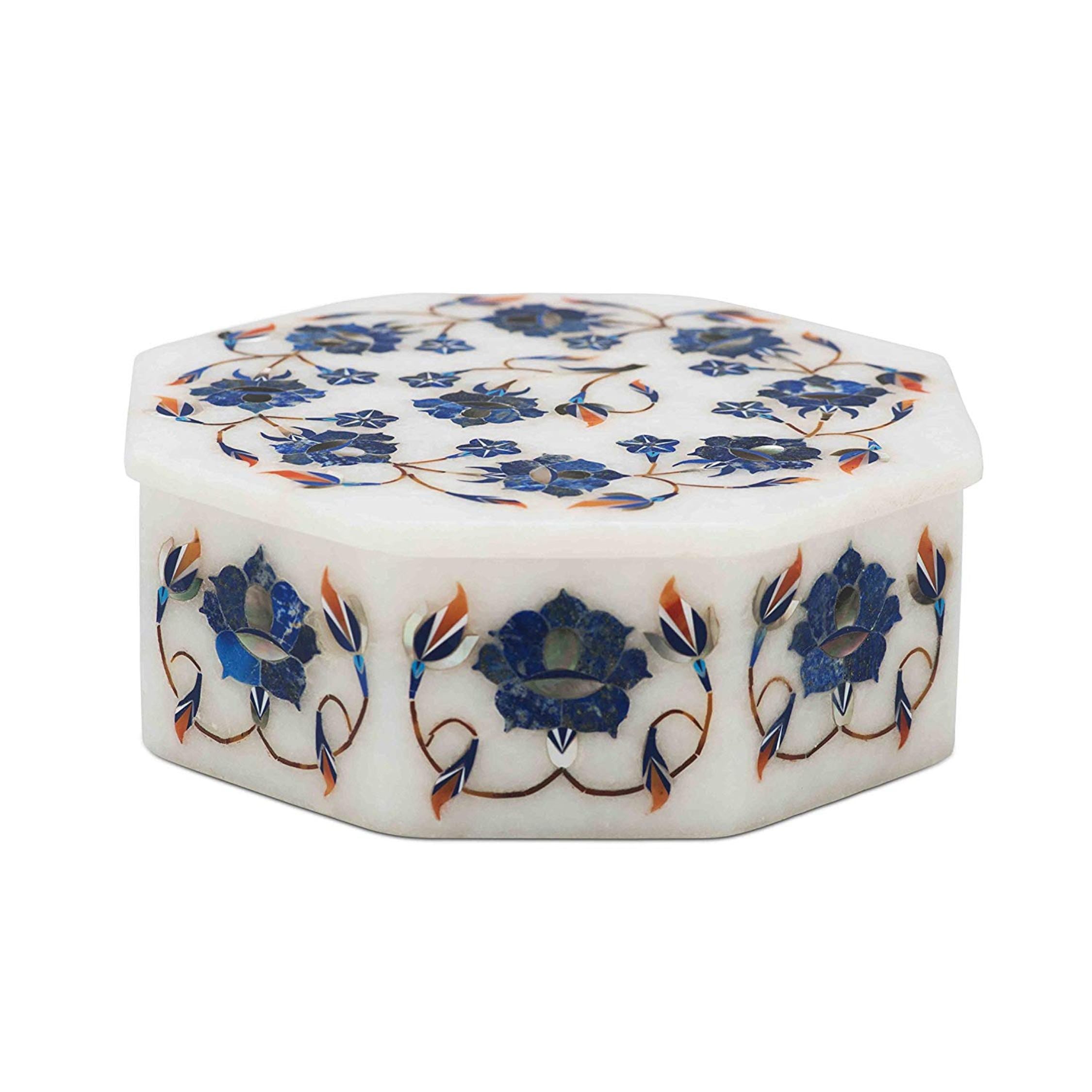 Octagon Marble Box , Lapis Lazuli Box 