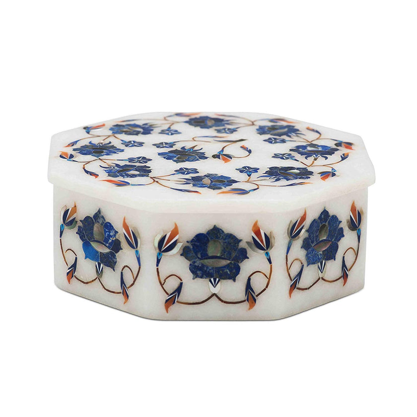 Octagon Marble Box , Lapis Lazuli Box 