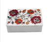 Rectangle Marble Jewelry Box with Royal Look Carnelian Stone Inlay Work Rubber Band Box for Dressing Table Decor