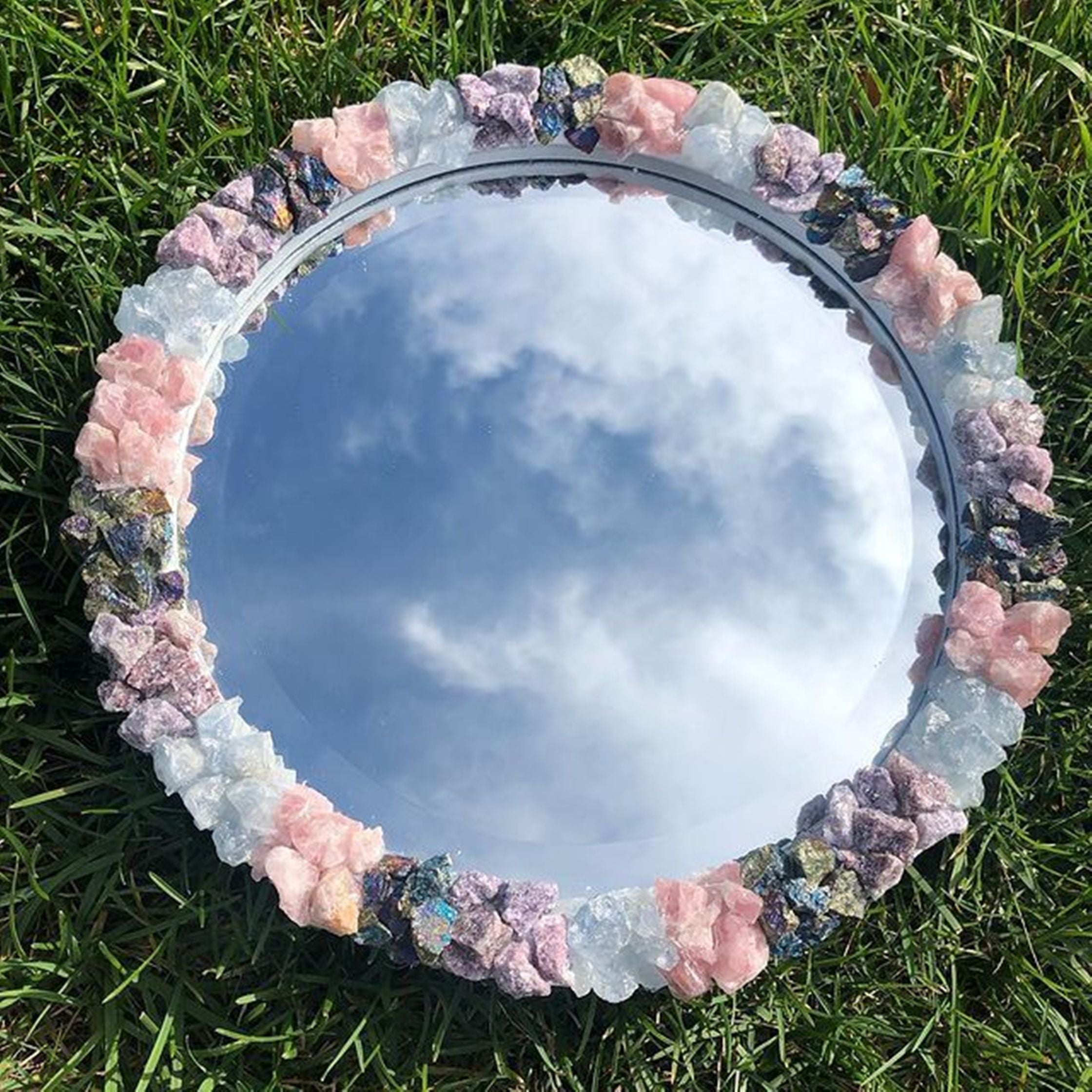 Multicolor Agate Crystal , Handmade Mirror 